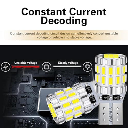 2PCS T10 LED Bulb, 3014 30SMD 5W Super Bright Car Wide Lights, Aluminum Led License Plate Light Blubs, Universal Car Interior Lights Replacements for Dome, Door, Reading, Map, Dash
