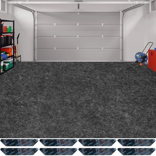 ToLanbbt Garage Floor Mat 7.5' x 20', Oil Spill Mat for Under Car Driveway Oil Drip Pad with 8P Tapes, Waterproof Backing, Leak Absorbent, Reusable, Washable, Protect Garage Floor (1P, Dark Gray) - size: 7.5'x20'