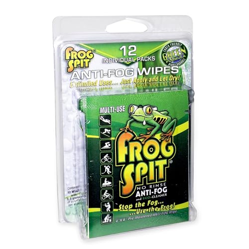 Frog Spit Pre-Moistened Anti-Fog Wipes | 12-Pack | Individually Packaged Travel Anti Fog Wipes for Glasses, Goggles, Face Masks, Helmet Face Shields - size: 1 Count (Pack of 12)