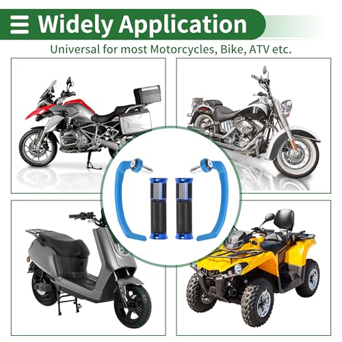 7/8" 22mm 15/16" 24mm Motorcycle Hand Grips Cover Kit Aluminum Alloy Rubber Handlebar End Grips Blue 1 Set - color: Blue