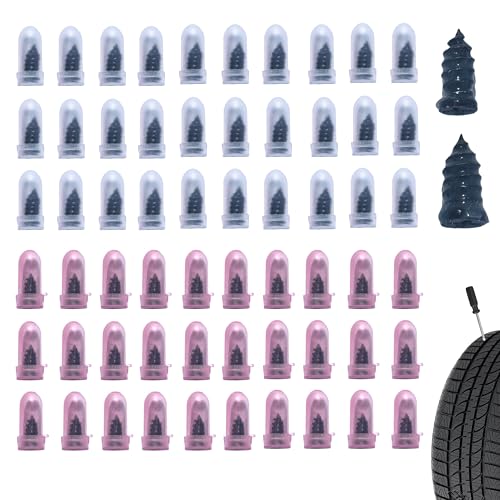 60 PCS Tire Repair Rubber Nail, Vacuum Tire Repair Kits Spiral Rubber Screws, Fast Self-Service Tool for Car, Truck, Motorcycle, Tractor Tire Puncture Repair (Black) - size: 60PCS