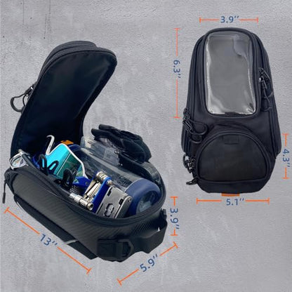 reygeak Motorcycle Tank Bag，Waterproof, with super magnetic thickened magnet Black 1680D PVC petrol tank bag, large window cell phone bag, suitable for Suzuki Kawasaki Honda Harley Yamaha. - color: Black