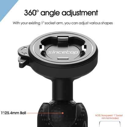 sincetop Universal 1” Ball Motorcycle Phone Mount,Quick Release Motor Bike Smartphone Holder 【Series C - 2nd Gen】 Double Socket Arm not Included - size: 【Gen2】Mount