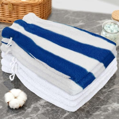 VOOVA & MOVAS 6-Pack Shower Wash Cloth, 100% Cotton Soft Absorbent Bath Mitts with Hanging Loop, 8.3x6.3 Inch European Style Bathing Gloves for Body & Spa, Blue White Striped - color: Blue-white Striped