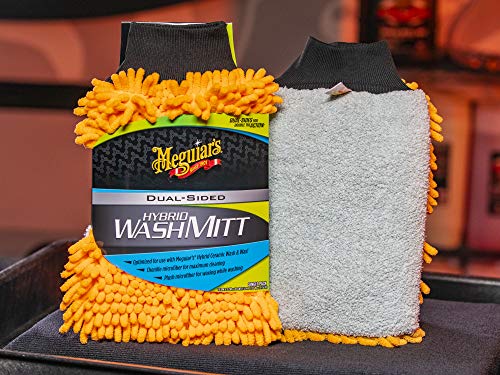 Meguiar's Hybrid Wash Mitt, Dual Sided for Washing and Waxing, Clear Coat Safe and Reusable - 1 Mitt