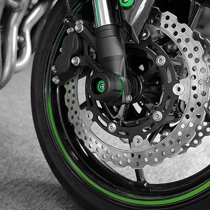 Motorcycle Front Fork Wheel Frame Sliders Fit For Kawasaki Z900 RS Z 900 Z650 RS Ninja 650 ninja1000sx ZX6R Versys 650 2017-2022 2023 2024 - color: Green