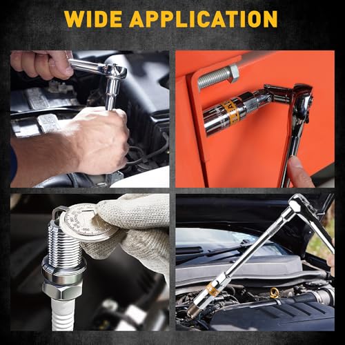 ELEAD 6-Piece 3/8" Drive Spark Plug Socket Set with Spark Plug Gapper, SAE & Metric, 5/8", 3/4", 13/16", 14mm, 18mm, CR-V Sockets with Rubber Holding Rings - size: 6-Piece Spark Plug