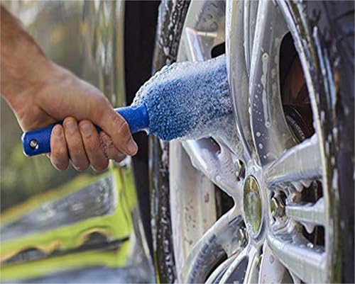 Premium Car Cleaning Tools - Wheel Tire Brush & Microfiber Twist Braided Cloth, Essential Auto Detailing Accessories for Spotless Shine (2, Blue+Grey) - color: Blue+Grey