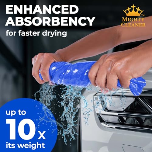 Premium 2pk +1 Free Shammy Cloth for Car Drying - 26"x17" - Super Absorbent Chamois Towel - Scratch-Free, Reusable & Soft Wash Cloth - Car Drying Towels - color: Yellow, Blue, Blue