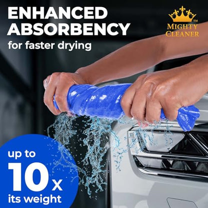 Premium 2pk +1 Free Shammy Cloth for Car Drying - 26"x17" - Super Absorbent Chamois Towel - Scratch-Free, Reusable & Soft Wash Cloth - Car Drying Towels - color: Yellow, Blue, Blue