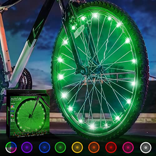 Activ Life LED Bike Wheel Lights with Batteries Included! Get 100% Brighter and Visible from All Angles for Ultimate Safety & Style (1 Tire Pack) - color: Green