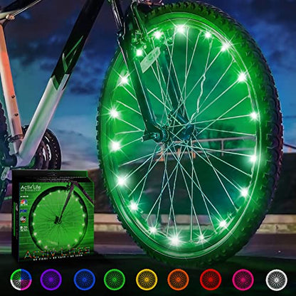 Activ Life LED Bike Wheel Lights with Batteries Included! Get 100% Brighter and Visible from All Angles for Ultimate Safety & Style (1 Tire Pack) - color: Green