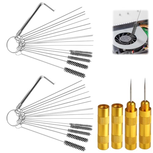 4 Pack Carburetor Cleaning Kit, Torch Tip Dirt Removal Set for Jets Nozzles Orifices, Throttle Body Tools for Chainsaw Motorcycle ATV Carb Welding Stove Shower Head Maintenance - style: 20 Needles & 10 Brushes & 2 Wrenchs & 2 Picks