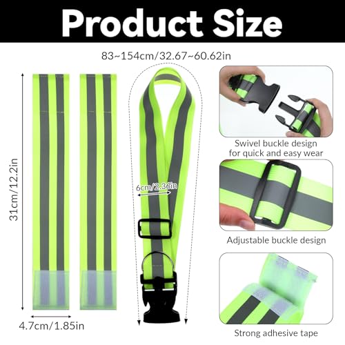 Reflective Sash for Walking at Night, Reflective Sash, Reflectives Belt, High Visibility Night Running Safety Gear for Men Women, Adjustable Strap with 2-Pack Belt and Armband for Walking Jogging