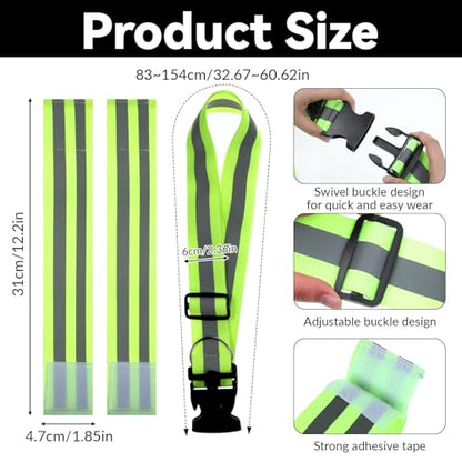 Reflective Sash for Walking at Night, Reflective Sash, Reflectives Belt, High Visibility Night Running Safety Gear for Men Women, Adjustable Strap with 2-Pack Belt and Armband for Walking Jogging