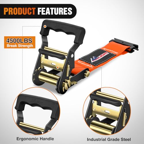 Nilight Wheel Chock Tie Down Kit 4500lb Break Strength 4Pcs E-Track Ratchet Straps 8 Pcs Heavy Duty Trailer Tire Straps System for ATV, UTV, Lawn Mower,SXS 10 in-30 in Diameter Tires Orange - color: 4Pcs E-Track Straps+8 Pcs Wheel Chock
