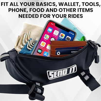 Waterproof Dirtbike Handlebar Bag | Compact Motorcycle Handle Bar Storage Pouch | Universal Fit Dirt Bike Bag for Trail & Adventure Riding | Durable Surron Bar Bag - color: Black