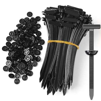 200 Pcs Nylon Universal Cable Tie Buckle - New T Multifunctional Nylon Zip Ties With Pin & Button Design Plastic Cable Fixion Tools Fasteners UV Resistant Zipties for Cars Daily Repair Bumper Clips