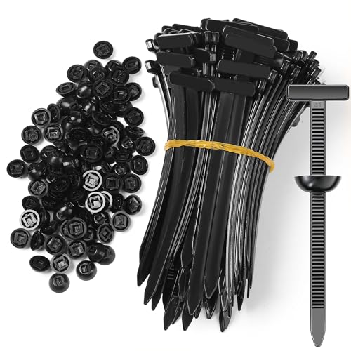 200 Pcs Nylon Universal Cable Tie Buckle - New T Multifunctional Nylon Zip Ties With Pin & Button Design Plastic Cable Fixion Tools Fasteners UV Resistant Zipties for Cars Daily Repair Bumper Clips