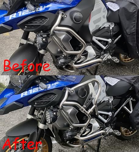 Engine Guard Crash Bar Extension for R1250GS ADV R 1250 GS Adventure 2018-2024 Motorcycle Bumper Frame Falling Protector (Black) - color: Black