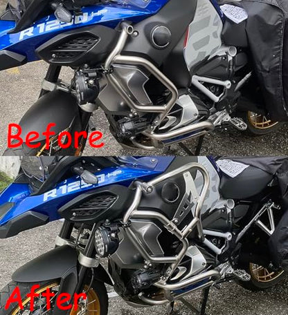 Engine Guard Crash Bar Extension for R1250GS ADV R 1250 GS Adventure 2018-2024 Motorcycle Bumper Frame Falling Protector (Black) - color: Black