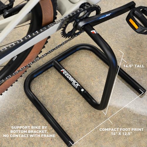 Feedback Sports | Scorpion Moto-Style Portable Bike Stand | Bottom Bracket Crankarm Support For Road, MTB, Cyclocross, E-Bike | 2 Piece | Black