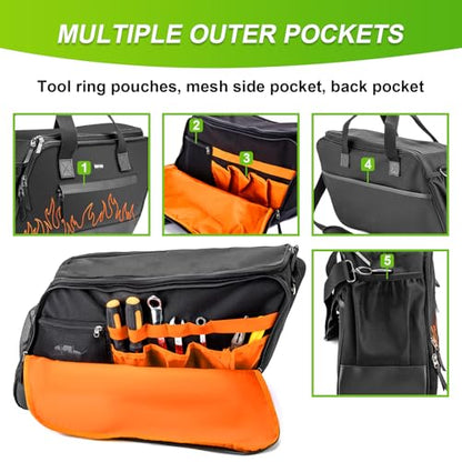 Mofun Saddlebag Liner Bags Hard Saddle Liner bag Organizer With Red Compatible with Harley Touring Street Road Electra Glide Road King 1993-2025, 2 Bags - style: Black With Orange Liner