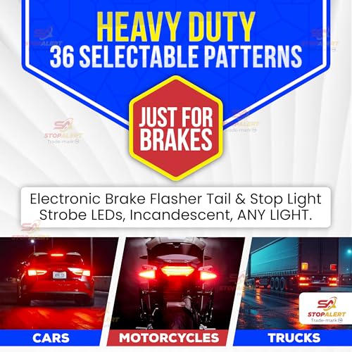 Brake Wave 36 - HEAVY DUTY 36 Light Selectable Flashes 10 AMPS Electronic Brake Flasher Tail & Stop Light Strobe - LED and Incandescent Lights for Cars, Trucks, Motorcycles 12-24V - color: Brake Wave 36