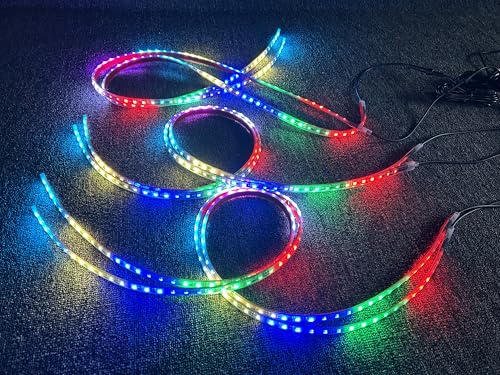 8PCS 4FT Chasing RGB LED Strip Lights Fit for Polaris Slingshot, Single Row Dream Color Flowing Eyebrow Hood Underglow Light Kit with Bluetooth App Remote Control