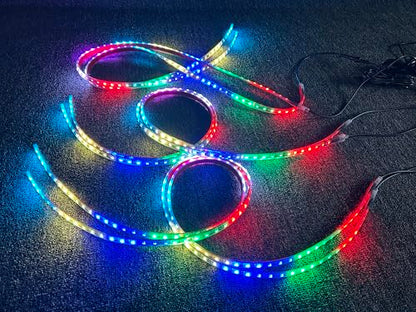 8PCS 4FT Chasing RGB LED Strip Lights Fit for Polaris Slingshot, Single Row Dream Color Flowing Eyebrow Hood Underglow Light Kit with Bluetooth App Remote Control