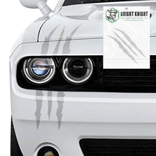 Bright Knight Decals Reflective Claw Mark Car Decals for Men - White 6 Pcs 3M Vinyl Car Stickers and Headlight Decal for Vehicles - Scratch Cover for Night Visibility, Made in USA, Pack of 1 - color: White, size: 1 pk