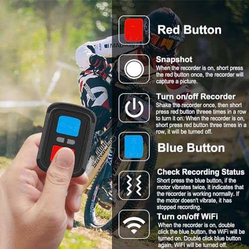 VSYSTO Bike Camera, WiFi Helmet Camera for Motorcycle Bike, Remote Control, 2K Waterproof WDR 170° Super Wide Angle Night Vision SONYIMX335 Lens Portable Bicycle Dash Cam, Loop Recording, G-Sensor - style: Single Camera