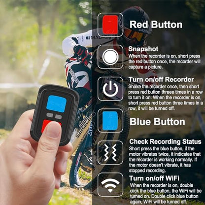VSYSTO Bike Camera, WiFi Helmet Camera for Motorcycle Bike, Remote Control, 2K Waterproof WDR 170° Super Wide Angle Night Vision SONYIMX335 Lens Portable Bicycle Dash Cam, Loop Recording, G-Sensor - style: Single Camera