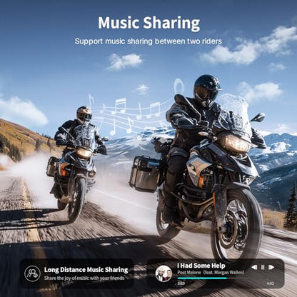 Fodsports T1 Motorcycle Bluetooth Intercom V5.4 with Music Share, One-Click Switching for 3 Functional Modes, 2-Way Helmet Communication Systems, FM/5 Stickers/Noise Cancellation/Stereo Music, 2 Pack - size: T1 2 Pack