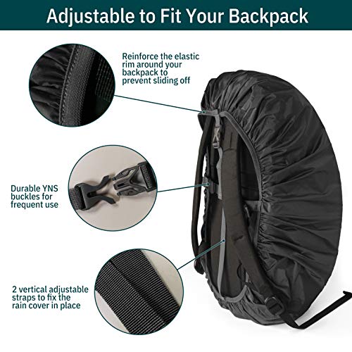 Unigear Backpack Rain Cover Waterproof Rating 5000mm, Ultraportable and Durable with 2 Anti-Slip Buckle Strap, Integrated Carry Pouch Design - color: Black, size: Small