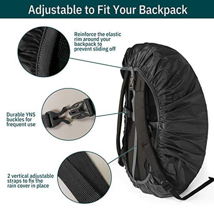 Unigear Backpack Rain Cover Waterproof Rating 5000mm Ultraportable and Durable with 2 Anti-Slip Buckle Strap, Integrated Carry Pouch Design (Black, Meidum) - color: Black, size: Medium