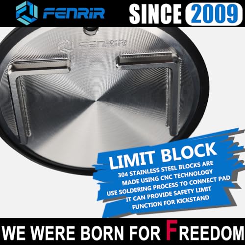 FENRIR 304 Stainless Steel Kickstand Pad Plate Support Coaster Accessory for Harley Davidson Indian Honda Yamaha Kawasaki Suzuki Triumph BMW KTM Ducati Fit Motorcycle Bike Scooter Outdoor Indoor