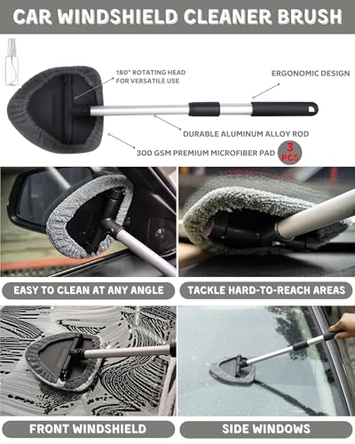 oesee 18Pcs Professional Car Interior Detailing Kit All-in-One Cleaning Tools for Windows, Dashboard, Vents, Windshield Cleaner Brush, Magic Sponge, Chamois Cloth, Detailing Brushes & Accessories