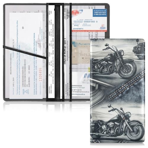 Car Registration and Insurance Holder, High Way Motorcycles Vehicle Glove Box Car Organizer for Documents, Cards, License Car Organization