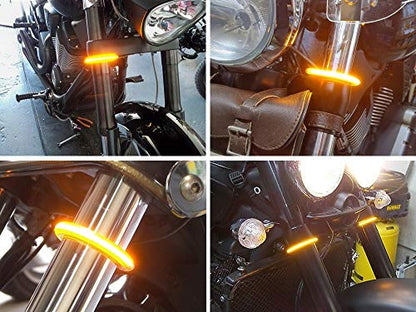 iJDMTOY Universal Wrap Around Mount Amber LED Turn Signal Light Strips Compatible with Motorcycle Fork or ATV UTV Rollbar - color: Amber