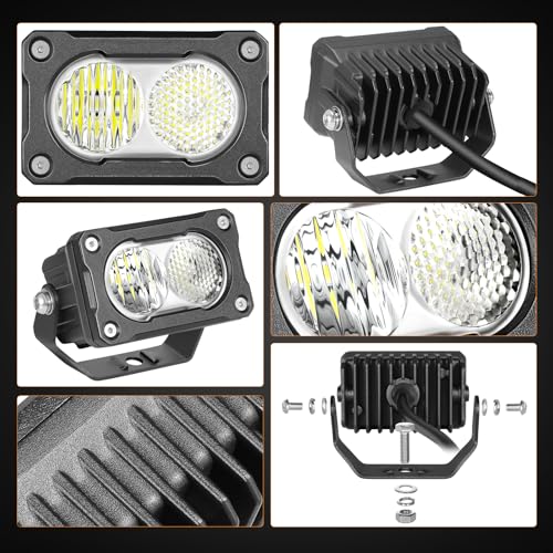 Muto-Beam LED Pods, 2PCS 3Inch LED Driving Light 40W Driving Combo Lighting Cubes Backup Pods Auxiliary Light Off Road Lights Ditch Lights for Truck ATV UTV Motorcycle SUV Jeep Dirt Bike - size: Driving Combo