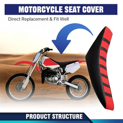 PIT66 Motorcycle Soft Leather Seat Cover, Compatible with Honda CR125R CR250R CR500R CR80R CRF100F CRF125F CRF150F (Red) - color: Red