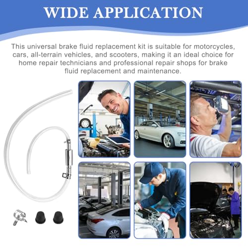 3Pcs Brake Bleeder Kit, Brake Fluid Bleeder Hose with One-Way Check Valve, Universal Brak-e Fluid Deflerator Brak-e Clutch Flui-d Bleeding Tool for Car, Motorcycle, ATV, Scooter(COLOR:Clear)