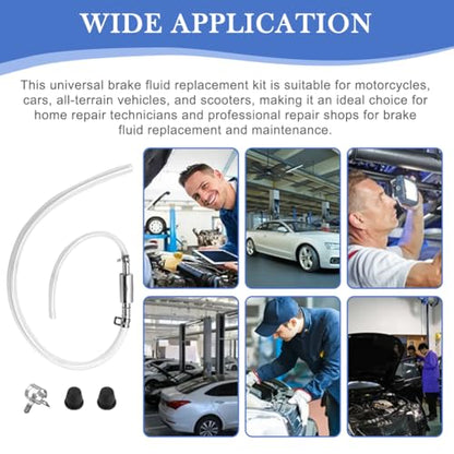 3Pcs Brake Bleeder Kit, Brake Fluid Bleeder Hose with One-Way Check Valve, Universal Brak-e Fluid Deflerator Brak-e Clutch Flui-d Bleeding Tool for Car, Motorcycle, ATV, Scooter(COLOR:Clear)