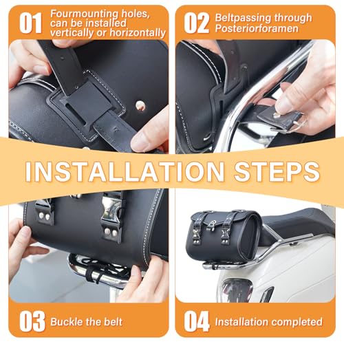 Fully Upgraded Motorcycle Bag With Password Lock,Anti-Theft,Thickened Pu Leather,Multi-Purpose Tail Bag/Motorcycle Tool Bag/Saddle Bag,Universal Black - color: Black