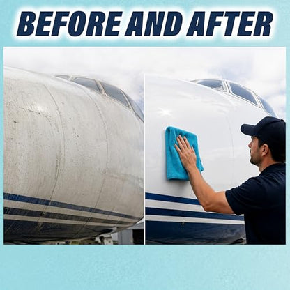 Plane Perfect Premium Microfiber Towels - 350GSM, 14"x14" Scratch Free, Absorbent, Reusable Cleaning & Drying Towels for Planes, Cars, Boats, Motorcycles | 12 Pack