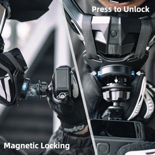 Magnetic Quick Release Motorcycle Dirt Bike Bicycle Strap Holder Clamp Mounts Compatible with Go Pro Hero 13,12,11,10, 9, 8, 7,DJI Osmo Action 2,3,4,5 pro,AKASO and Most Action Cameras - color: Adjustable Version