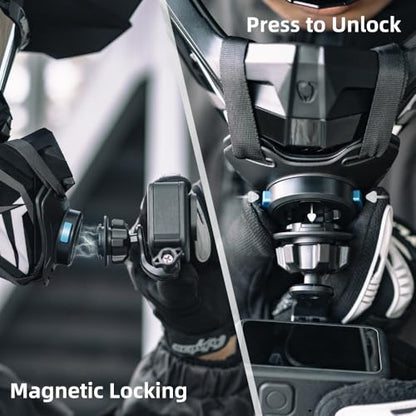 Magnetic Quick Release Motorcycle Dirt Bike Bicycle Strap Holder Clamp Mounts Compatible with Go Pro Hero 13,12,11,10, 9, 8, 7,DJI Osmo Action 2,3,4,5 pro,AKASO and Most Action Cameras - color: Adjustable Version