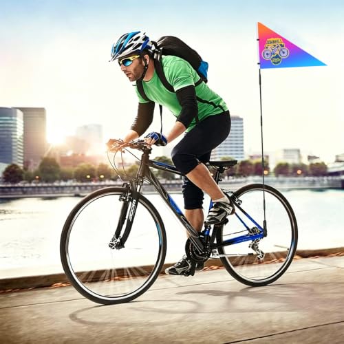 Personalized Bike Safety Flag with Pole - 6-Foot Adjustable Pole, Custom Safety Flag for Kids, Bicycles and Golf Carts (Triangular Flag 2-1PC) - color: Triangular flag 2 - 1PC