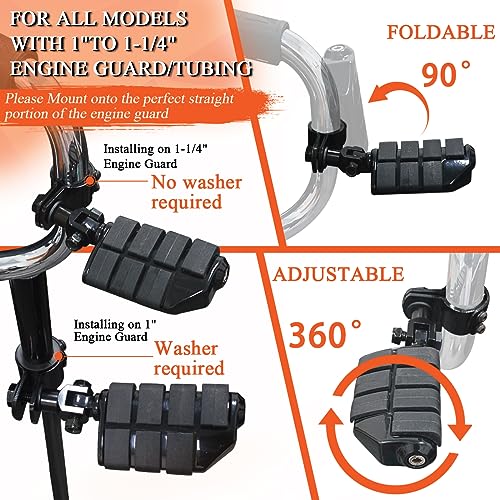 FOVPLUE 1",1.25"Highway Footpegs, Adjustable Highway Peg w/ 3-Piece Clamp for Harley Touring Softail Dyna Sportster models w/25mm-32mm Engine Guard/Tubing,Black#2 - color: Black For Lion Paw Style